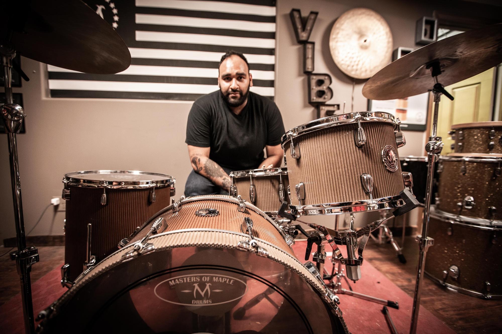 carboard drums on display