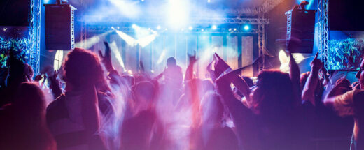 Psychedelic concert crowd