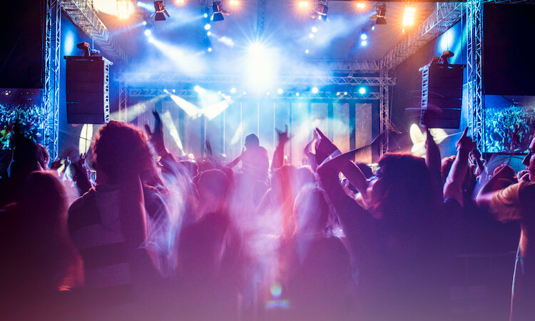 Psychedelic concert crowd