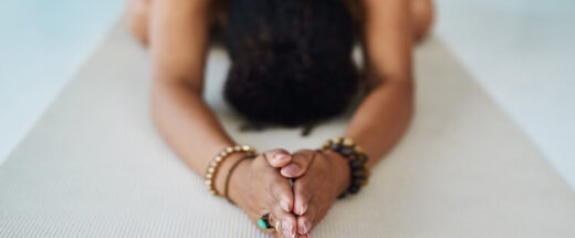 Going through her yoga routine